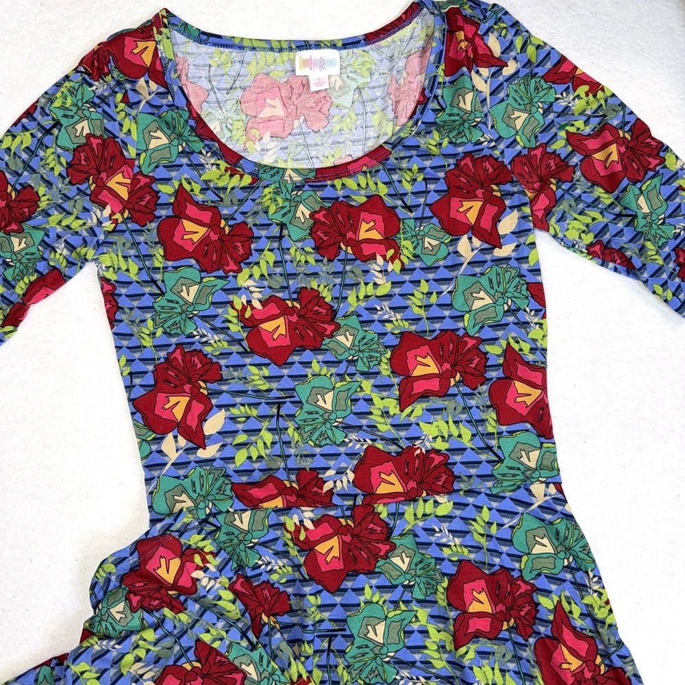 LuLaRoe Ana Dress Womens Small Blue Red Floral Geometric Maxi‎ Dress NWT - Picture 3 of 15